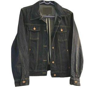 Guess Jean Jacket Dark Blue Denim Size L 
Art Design On Back RN#62136 Style13885